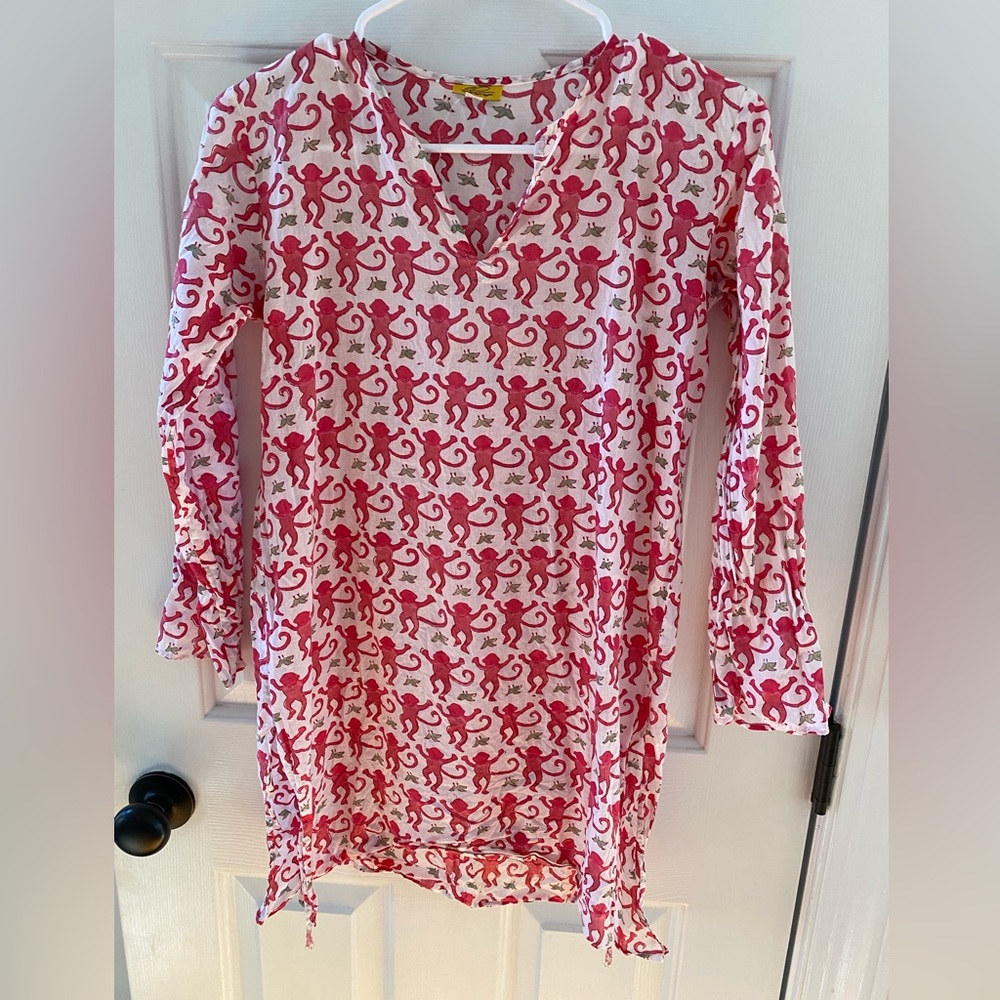 Roller Rabbit Pink Monkey Print Kids Coverup